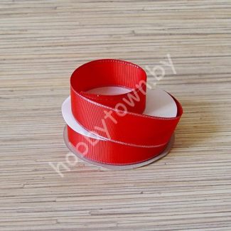 Лента репсовая 25мм (цв. красный с люрексом серебро) 1м