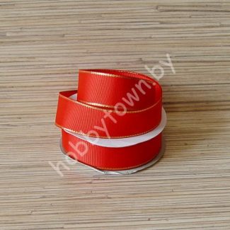 Лента репсовая 25мм (цв. красный с люрексом золото) 1м