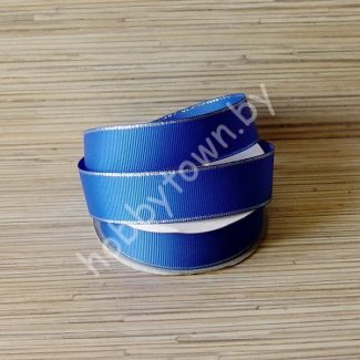 Лента репсовая 25мм (цв. синий с люрексом серебро) 1м
