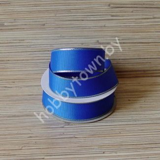 Лента репсовая 25мм (цв. синий с люрексом золото) 1м