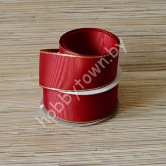 Лента репсовая 40мм (цв. бордовый с люрексом золото) 1м
