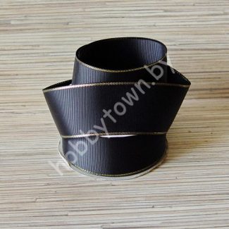 Лента репсовая 40мм (цв. чёрный с люрексом золото) 1м