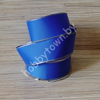 Лента репсовая 40мм (цв. синий с люрексом золото) 1м