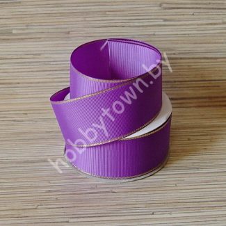 Лента репсовая 40мм (цв. сиреневый с люрексом золото) 1м