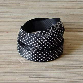 Лента репсовая в горох 2,5 см (цв. чёрный) 1м