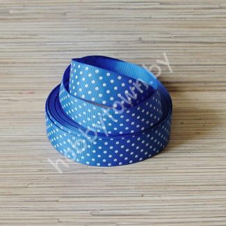 Лента репсовая в горох 2,5 см (цв. синий) 1м