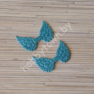 Патч глиттерный Крылья большие 45x30 мм (цв. бирюзовый) 1шт.