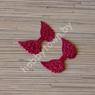 Патч глиттерный Крылья большие 45x30 мм (цв. фуксия) 1шт.