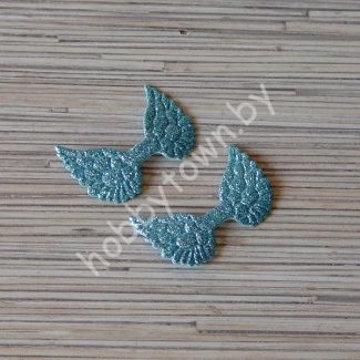 Патч глиттерный Крылья большие 45x30 мм (цв. голубой) 1шт.