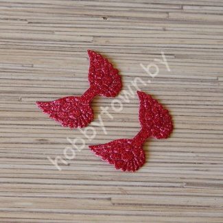 Патч глиттерный Крылья большие 45x30 мм (цв. коралловый) 1шт.
