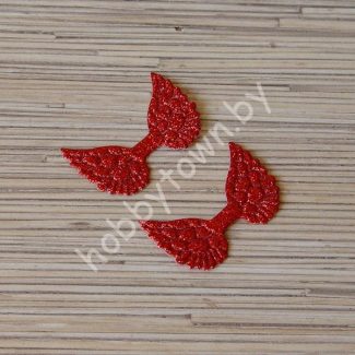Патч глиттерный Крылья большие 45x30 мм (цв. красный) 1шт.