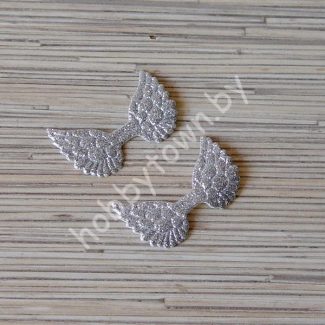 Патч глиттерный Крылья большие 45x30 мм (цв. серебро) 1шт.