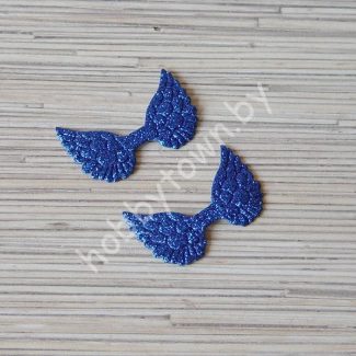 Патч глиттерный Крылья большие 45x30 мм (цв. синий) 1шт.