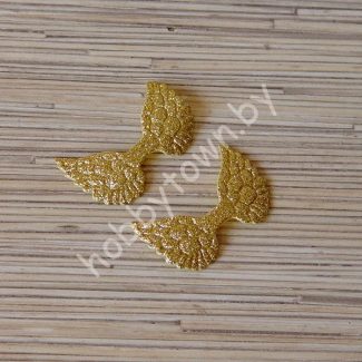 Патч глиттерный Крылья большие 45x30 мм (цв. св-золото) 1шт.