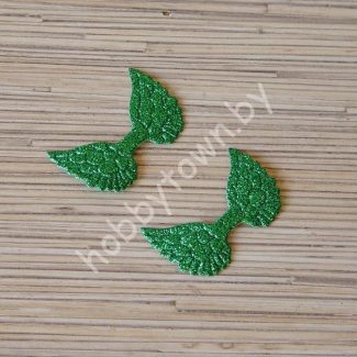 Патч глиттерный Крылья большие 45x30 мм (цв. зелёный) 1шт.