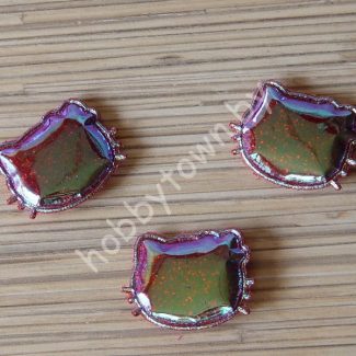 Патч глянец с блестками "Китти" 3x3,5 см (цв. зеленый хамелеон) 1шт.