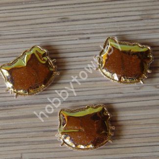 Патч глянец с блестками "Китти" 3x3,5 см (цв. золото хамелеон) 1шт.