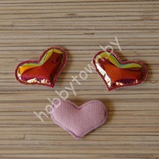 Патч глянец с блестками "Сердечко" 3x3,9 см (цв. коралловый хамелеон) 1шт.