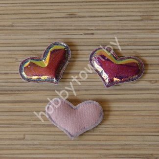 Патч глянец с блестками "Сердечко" 3x3,9 см (цв. розовый хамелеон) 1шт.