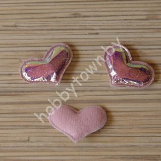 Патч глянец с блестками "Сердечко" 3x3,9 см (цв. св-розовый хамелеон) 1шт.