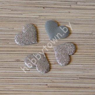 Патч с блестками "Сердце" 3,5x3 см (цв. серебро) 1шт.