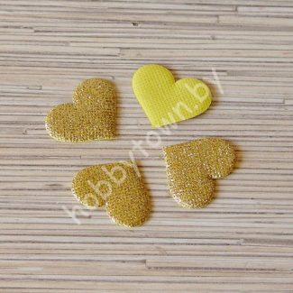 Патч с блестками "Сердце" 3,5x3 см (цв. золото) 1шт.