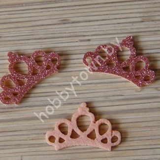 Патч с блёстками “Корона ажурная” 4,4*2,8 см (цв. розовый персик) 1шт.