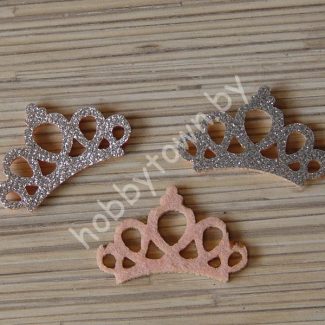 Патч с блёстками “Корона ажурная” 4,4*2,8 см (цв. серебро) 1шт.