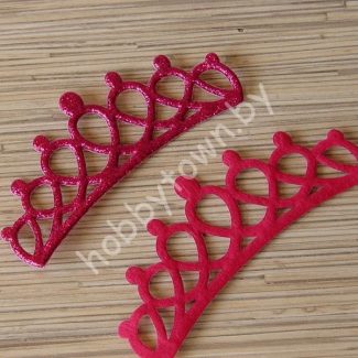 Патч с блёстками Корона большая 14x4 см (цв. фуксия) 1шт.