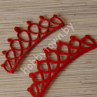 Патч с блёстками Корона большая 14x4 см (цв. красный) 1шт.
