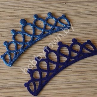 Патч с блёстками Корона большая 14x4 см (цв. синий) 1шт.