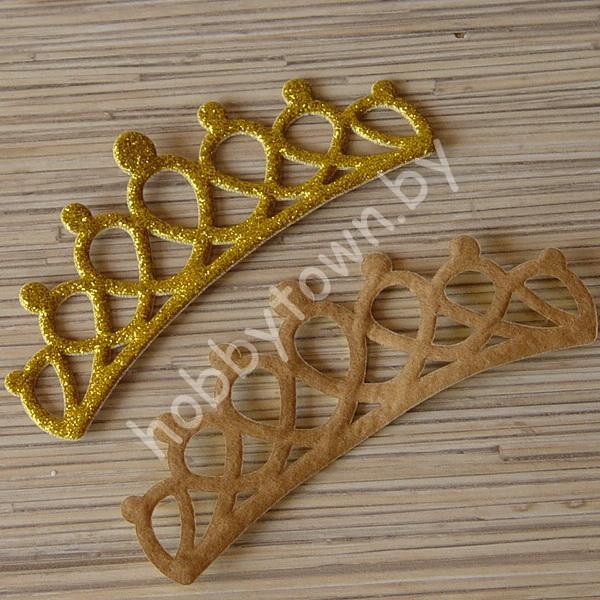 Патч с блёстками Корона большая 14x4 см (цв. золото) 1шт.