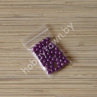 Бусины круглые перламутр 6мм (цв. фиолетовый) 50 шт.