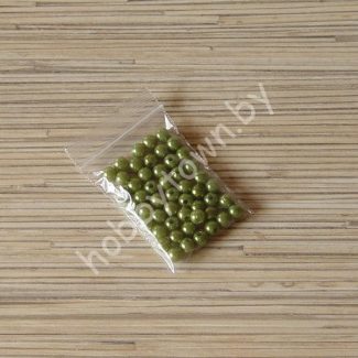 Бусины круглые перламутр 6мм (цв. оливковый) 50 шт.