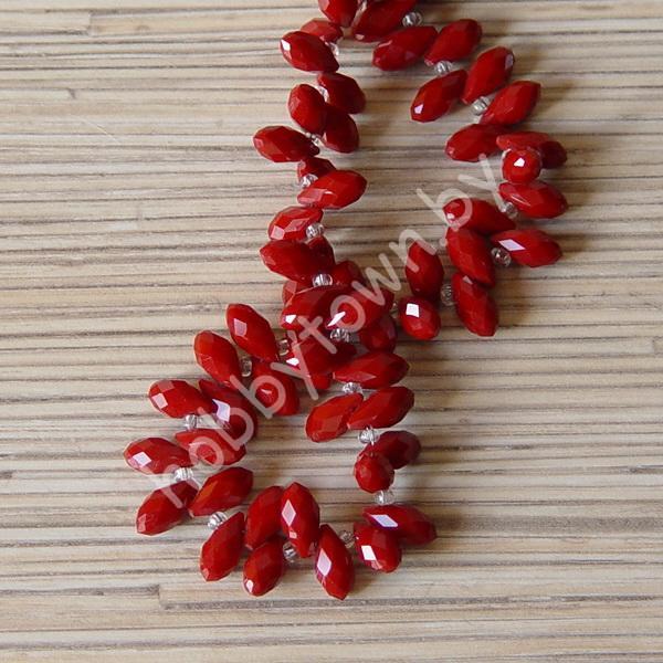 Бусины стеклянные Капля 6x12 мм с верхним отверстием (цв. бордовый) 1 шт.