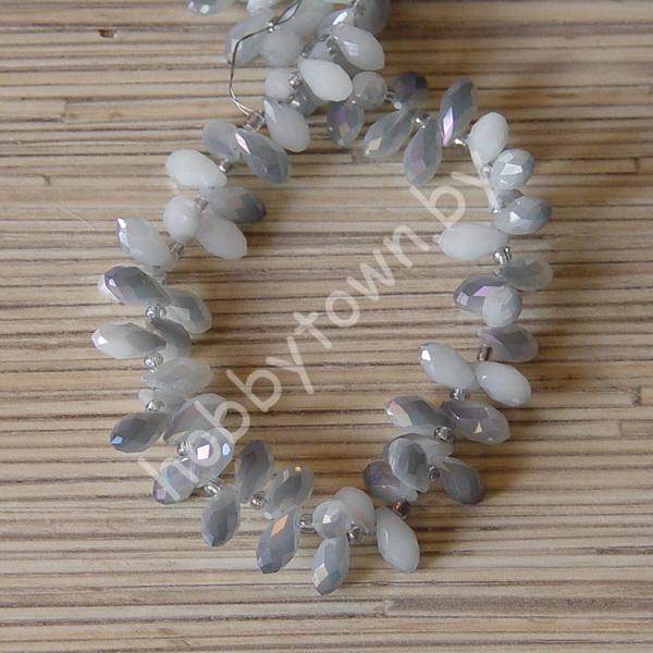 Бусины стеклянные Капля 6x12 мм с верхним отверстием (цв. серый) 1 шт.