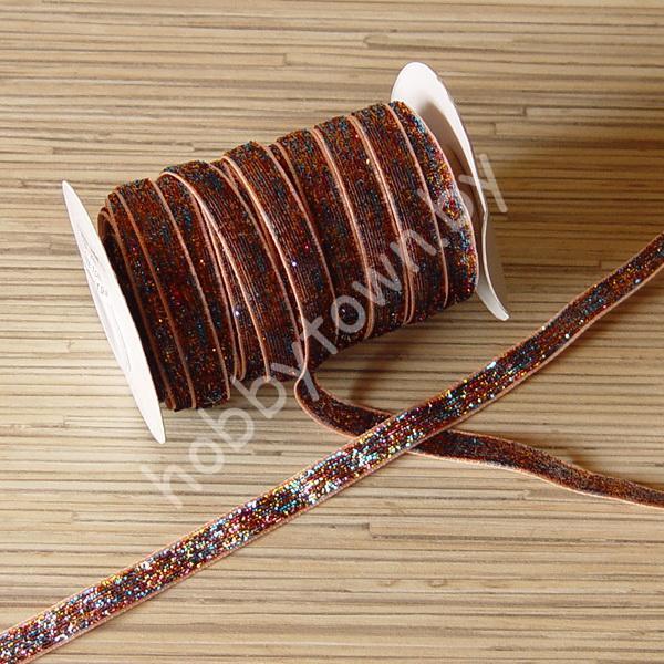 Лента бархатная с люрексом 1см (цв.разноцветный) 1 метр