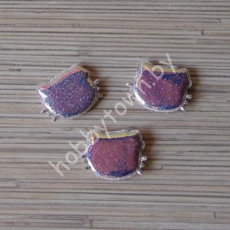 Патч глянец с блестками "Китти" 3x3,5 см (цв. бледно-розовый хамелеон) 1шт.