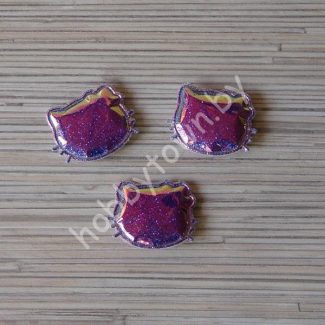 Патч глянец с блестками "Китти" 3x3,5 см (цв. розовый хамелеон) 1шт.