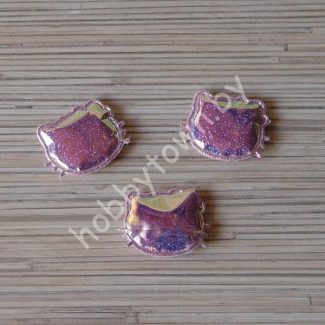 Патч глянец с блестками "Китти" 3x3,5 см (цв. св-розовый хамелеон) 1шт.