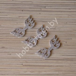Патч-вырубка Крылья ажурные 55x20 мм (цв.серебро) 1шт.