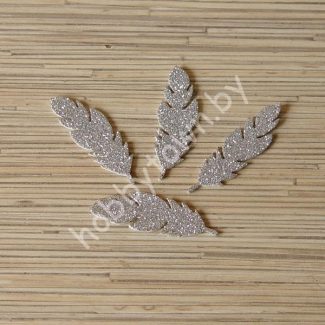 Патч-вырубка Перо 55x16 мм (цв.серебро) 1шт.