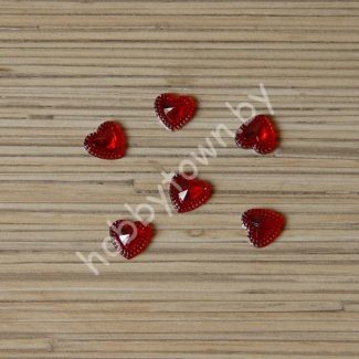 Стразы Сердечко 12 мм (цв. красный) 1шт.