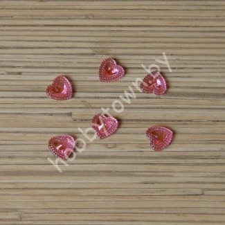 Стразы Сердечко 12 мм  (цв. розовый) 1шт.