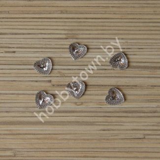 Стразы Сердечко 12 мм  (цв. серебро) 1шт.