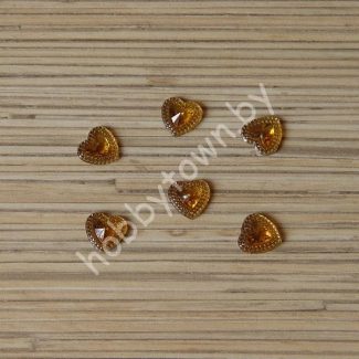 Стразы Сердечко 12 мм (цв. светлое золото) 1шт.