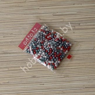 Бусины пластиковые под жемчуг 4 мм (цв.ассорти 01), 10гр.