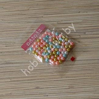 Бусины пластиковые под жемчуг 6 мм (цв. ассорти 02), 10гр.