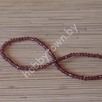 Бусины стеклянные Rondelle, 4 мм (цв.сливовый 126) 10 шт.