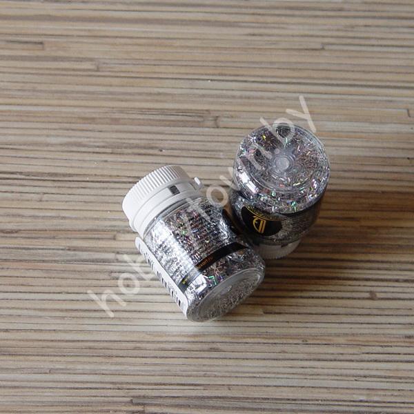 Декоративные блестки LuxGlitter, 20мл (цв. голографическое серебро палочки 0,2х1,5 мм)